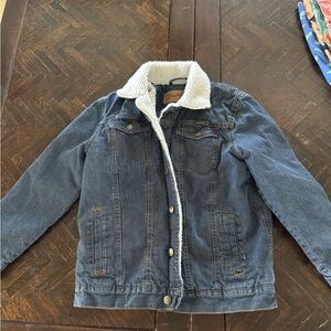 Wrangler Kids Blue Denim Jacket with White Sherpa Collar
